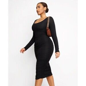 ShapeLLX Smooth Ruched Shaping Dress Black Sz 3X Slimming Smoothing BodyCon